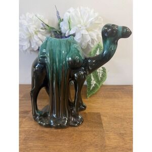 Vintage Blue Mountain Pottery Green Drip Glaze‎ Standing Camel Figurine Canada